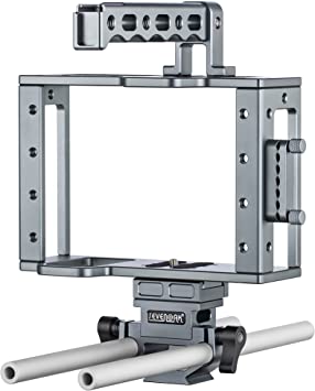 Sevenoak SK-C03 Aluminum Camera Cage with Top Handle, HDMI Adapter, and 15mm Rail System with Quick-Release Base - Universal Design fits DSLR Cameras with and Without Battery Grip