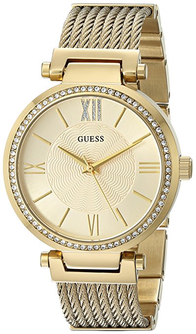 GUESS Women's U0638L2 Sophisticated Gold-Tone Watch with Self-Adjustable Bracelet