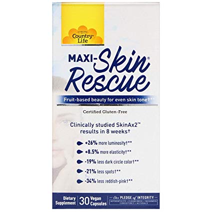 Country Life Maxi-Skin Rescue 30 Vegan Capsules, 0.2 Pound