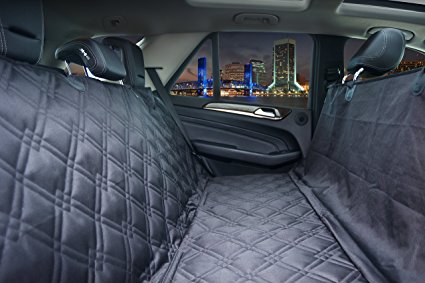 Bulldogology Premium Dog Car Seat Covers - Heavy Duty Durable Quality for Cars, Trucks, Vans and SUVs - Hammock Style, Non-Slip, Adjustable Straps, and Machine Washable