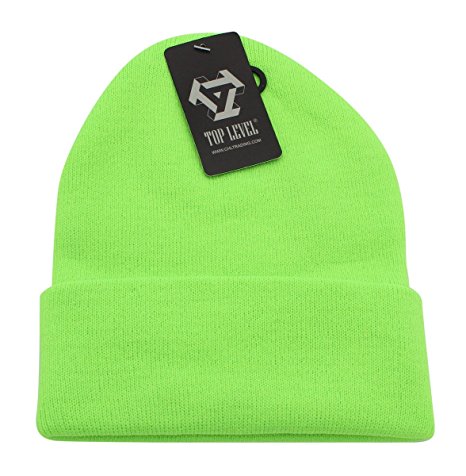 Top Level Beanie For Women and Men Unisex Cuffed Plain Skull toboggan Knit Hat and Cap