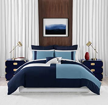 Tommy Hilfiger Conscious Colorblock Comforter Set, King, Blue