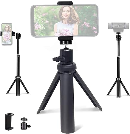 NexiGo Lightweight Mini Tripod for Camera/Phone/Webcam, Extendable Tripod Stand Compatible with NexiGo Logitech Webcam C920 C922 Brio iPhone/Android/Camera, for Vlogging, Live Streaming, Zoom Meeting