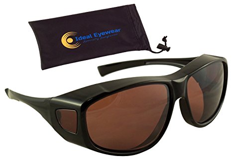 Sun Shield Fit Over Sunglasses with Blue Blocker HD Driving Lens - Wear Over Prescription Glasses