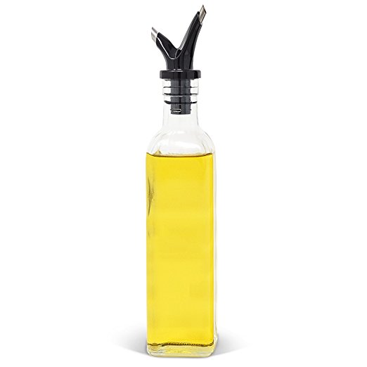 Royal Oil or Vinegar Bottle with Removable Cork – Dual Olive Oil Spout – Olive Oil Dispenser, 17oz Versatile Glass Olive Oil Bottle or Vinegar Bottle Glass