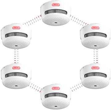 X-Sense Wireless Interconnected Smoke Alarm Detector with Over 820 ft Transmission Range, Replaceable Battery-Operated Mini Fire Alarm, Compliant with UL 217 Standard, XS01-WR, 6-Pack