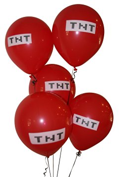 Pixelated Red TNT Balloon 12" Inch Latex Party Balloons - 25 Count
