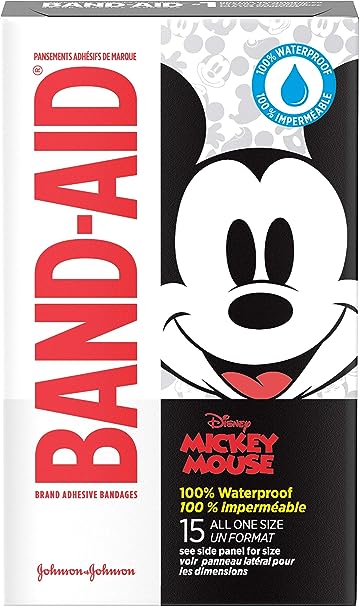 Band-Aid Brand Kids Waterproof Adhesive Bandages, Disney Mickey, All One Size, 15 ct (Pack of 3)