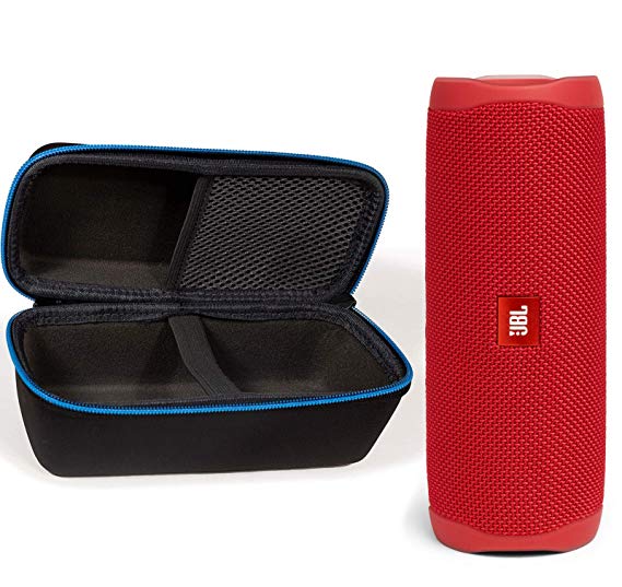 JBL Flip 5 Waterproof Portable Wireless Bluetooth Speaker Bundle with divvi! Protective Hardshell Case - Red
