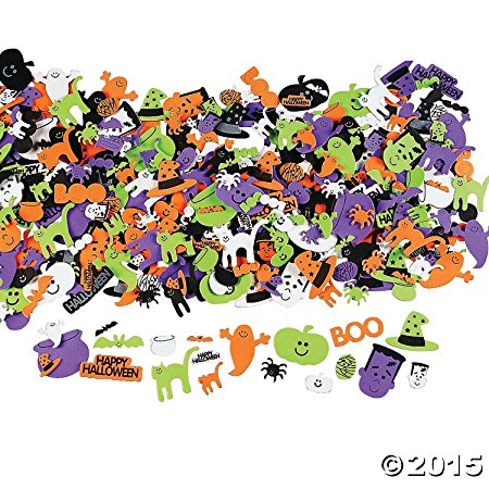 500 Assorted Halloween Foam Craft Stickers - Self Adhesive Shapes