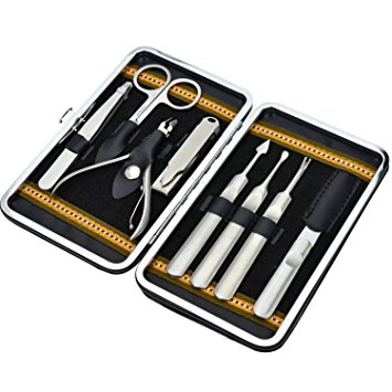 Yoctosun Manicure Pedicure Set Nail Clippers, Stainless Steel Nail Clipper Set of 8Pcs, Professional Grooming Kit, Nail Tools with Luxurious Travel Case