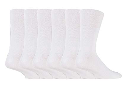 IOMI - 6 Pack Mens Thin Non Binding Extra Wide Loose Top Cotton Diabetic Socks