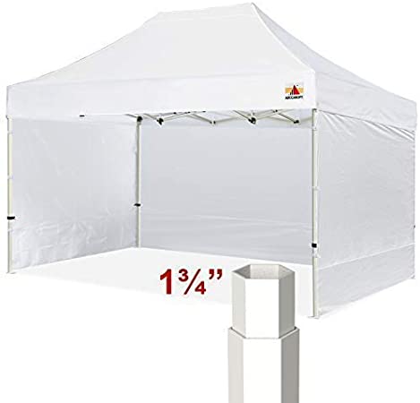 ABCCANOPY Professional 10'x15' Easy Pop-up Canopy Tent Commercial Instant Shelter with Wheeled Carry Bag and 6 Removable Sidewalls,Bonus 4 Weight Bags (White)