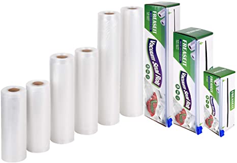 Vacuum Sealer Bag Rolls for Food, BPA Free Heavy Duty Plastic Sealer Vacuum Packing Bags for Food Saver (2rolls6"x16.5'/2rolls8"x16.5' /2rolls11"x16.5')