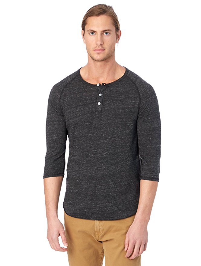 Alternative Men's Raglan 3/4 Sleeve Henley Shirt