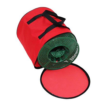 Set of 5 Christmas Light Storage Reels with Red and Green Polyester Zip Up Bag by DYNO