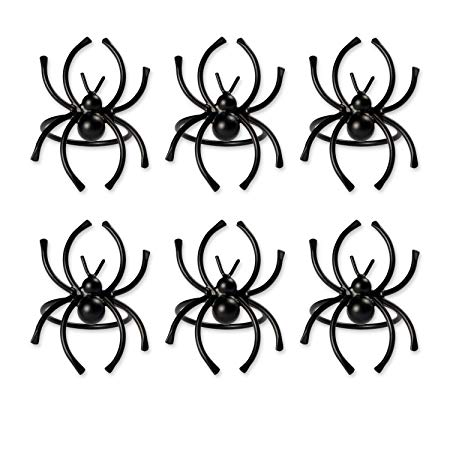 DII CAMZ37637 Spider Napkin Ring Set/6, Set of 6, Halloween Black Piece