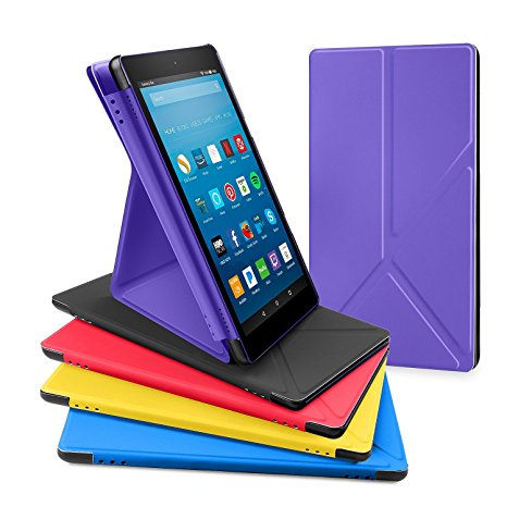 All-New Amazon Fire HD 8 Tablet Case, DTTO Slim-Fit Transformable Multi-Angle Stand Cover Case for Amazon Fire HD 8 (7th Generation, 2017 Released only) with Auto Sleep/Wake, Cobalt Purple