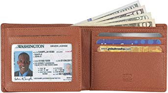 RFID Leather Bifold Passcase Wallets For Men- Mens Wallet With 1 ID Window 9 Card Slots comes in a Gift Box