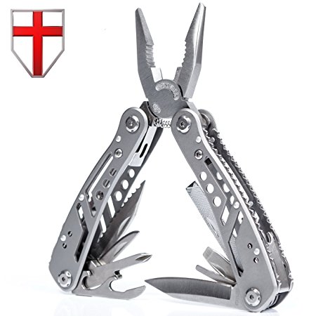Best Skeleton Multitool 24-in-1 with Knife and Pliers - Utility Tool with 11 Attachable Bits - Good multi-tool for Camping, Hunting, Survival, Hiking and Outdoor Activities - Grand Way 2238
