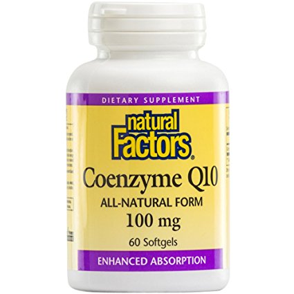 Natural Factors - Coenzyme Q10 100mg, Antioxidant Support with Enhanced Absorption, 60 Soft Gels