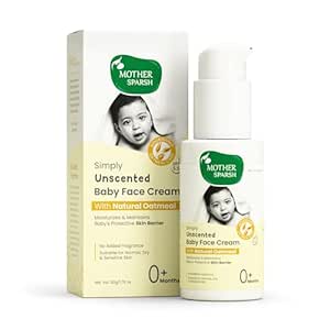 Mother Sparsh Simply Unscented Baby Face Cream with Oatmeal -50g | Fragrance Free Baby Cream for Sensitive Skin