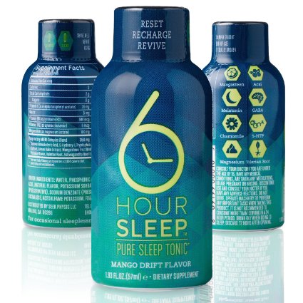 6 HOUR SLEEP 12 pack of 2-ounce bottles Pure Sleep Supplement Drug-Free No Grogginess Zero-Calories Contains Antioxidants and Promotes Natural Sleep Cycles
