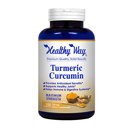 Healthy Way Pure Turmeric Curcumin - Natural Turmeric Root Powder Supplement Natural Anti-Inflammatory Joint Pain Relief Pills -  NON-GMO USA Made 100% Money Back Guarantee - Order Risk Free!
