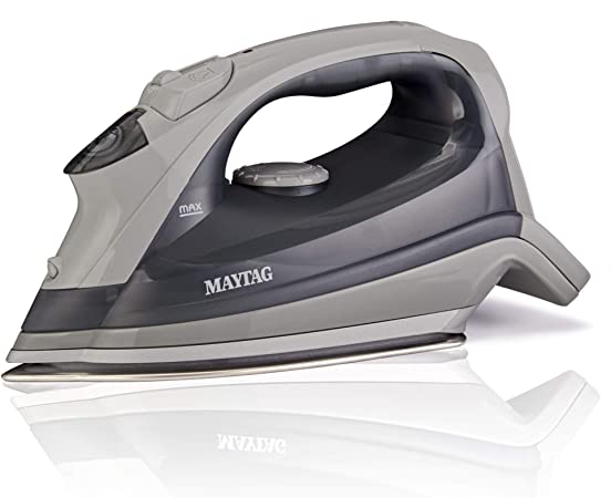 Maytag Speed Heat Steam Iron & Vertical Steamer with Stainless Steel Sole Plate, Self Cleaning Function   Thermostat Dial, M200 Grey
