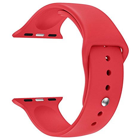 Apple Watch Replacement Band - LNKOO Soft Silicone Replacement Sports Wristbands Straps for Apple Wrist Watch iWatch All Models Formal Colors S/M Size-38mm/Red