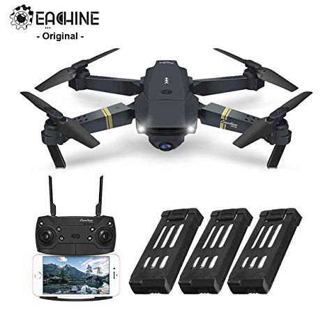EACHINE E58, Drone with Camera for Adults, Drone for Children, Drone for Beginners with Altitude Hold, WIFI FPV Quadcopter With 2MP 720P Wide Angle Camera Live Video Mobile APP Control (3 batteries)