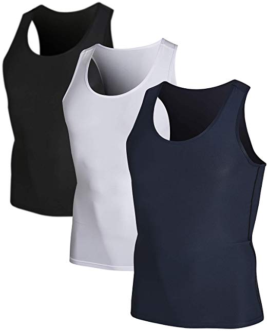 DEVOPS Men's 3 Pack Sleeveless Athletic Cool Dry Compression Muscle Tank Top