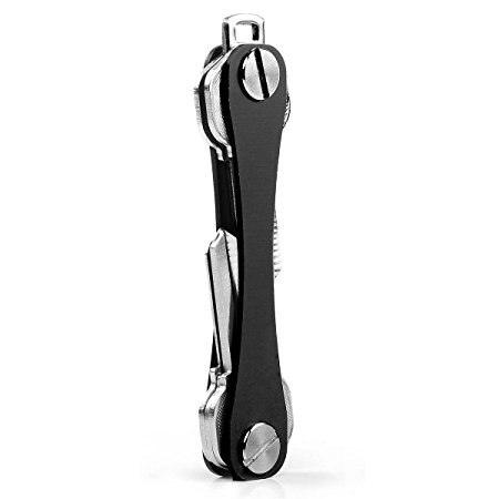 IBEET Compact Key Holder Multi Tool,Aluminum Alloy Smart Key Ring Organizer Black