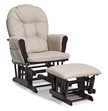 Storkcraft Hoop Glider and Ottoman Set, Cherry/Beige