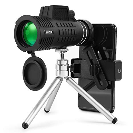 GRM Monocular Telescope, 15X50 Zoom HD Monocular with BAK-4 Prism FMC Lens, Telescopic Tripod & Smartphone Holder for Bird/Wildlife Watching, Hunting, Concert, 2-1640yd Viewing Scope