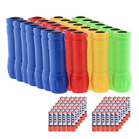 Whaply Small Mini Flashlights Pack of 28,Assorted Colors,100 Lumen,With Battery