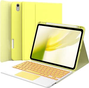 GreenLaw iPad 10th Generation Case with Keyboard, Stain-Resistant Surface, Dual-Device Connection, 7 Color Backlit, Detachable Wireless Keyboard for iPad 10th Gen. 10.9" 2022, Fluorescent Yellow