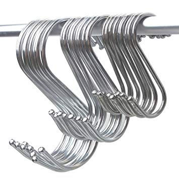 15 Pcs Round S Shaped Hooks S Hanging Hooks Hangers in Polished Stainless Steel Metal for Kitchen, Bedroom and Office