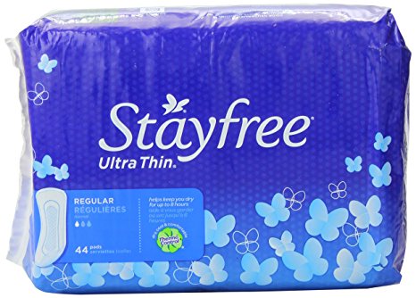 Stayfree Ultra Thin Pads for Women, Regular - 44 Count