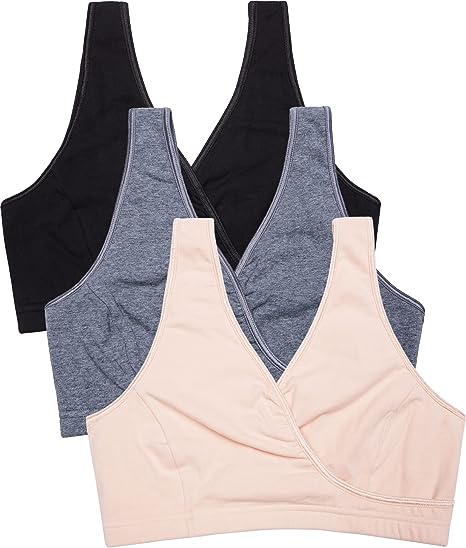 CAKYE 3 Pack Maternity Nursing Sleep Bra Breastfeeding Cotton Bralette