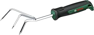 Bosch Garden Hand Tool Garden Grubber (Hand Cultivator, for Loosening and Aerating Soil in Beds, Robust, Stainless Steel, Soft Grip Handle, Ergnonomic Design)