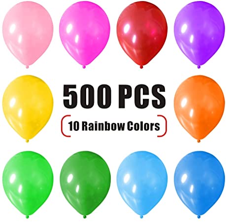 winemana 500 Pcs 12" Party Balloons, Helium Latex Balloons, Pearlized Balloons Bulk for Party Wedding Birthday Decoration, 10 Assorted Colors.