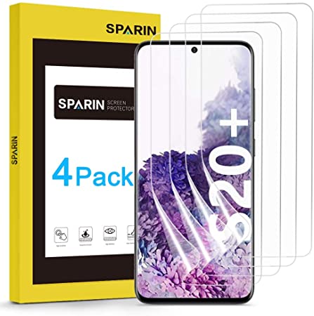 SPARIN [4-Pack] Screen Protector for Galaxy S20 Plus, Soft TPU Full Coverage Screen Protector for Samsung Galaxy S20 Plus, High Response/Case Friendly/HD Clear