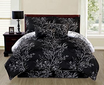 Ace 6-piece Reversible Soft Night Black Tree Branches Comforter Set (Full Size)