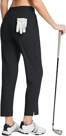 BALEAF Women's Golf Pants 7/8 Stretch Travel Casual Work Ankle Pants Pockets Petite