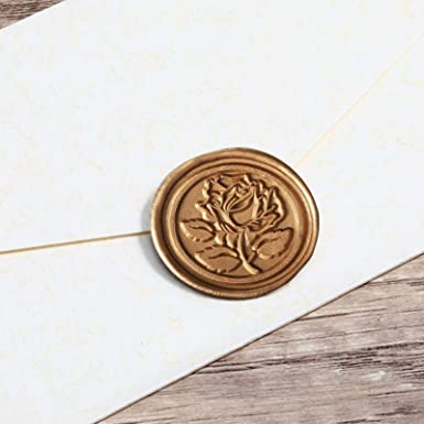 Wax Seal Stickers Envelope Seal Stickers Wedding Invitation Envelope Seals Self Adhesive Gold Stickers for Valentine's Day Birthday Bridal Shower Party (Rose Style,50 Pieces)