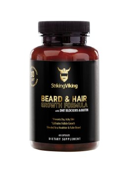 Beard & Hair Growth Formula - 60 Capsules - Formulated with Natural DHT Blockers, Biotin, and Multivitamins