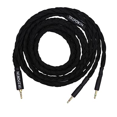 Tripowin GranVia Upgraded OFC Headphone Audio Replacement Cable, Dual 2.5mm Connector to 2.5mm TRRS Stereo Headphone Cable,for HD700/THIEAUDIO/PHANTOM(2.5mm Plug, Dual 2.5mm, 1.5m/4.92ft, Black)