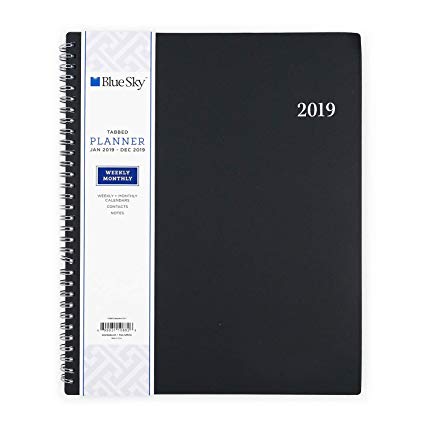 Blue Sky 2019 Weekly & Monthly Planner, Flexible Cover, Twin-Wire Binding, 8.5" x 11", Enterprise