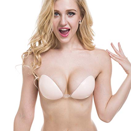 Tidetell Strapless Self Adhesive Silicone Invisible Push-up Bra with Underwear Bag Light Version